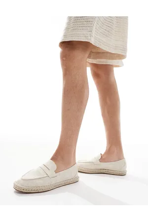 ASOS Beige espadrille-penny loafer i hør-Neutral