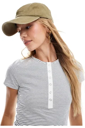 Miss Selfridge T-shirt med trykknapper i marineblå og hvide striber-Rød