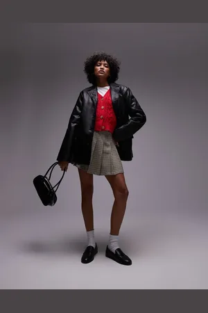 Topshop Blazer i imiteret læder