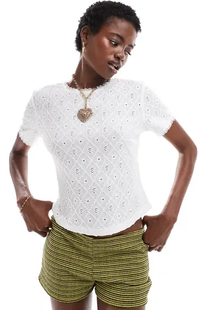 Labelrail X Olivia Grave Herring - Højhalset baby-T-shirt med tekstur i cremehvid