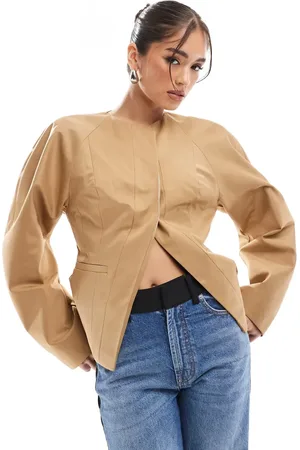 ASOS Kamelfarvet blazer med ekstreme ærmer og indsyet talje