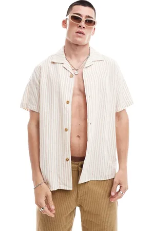 Rhythm Stribet strand-T-shirt i feriestil-Hvid