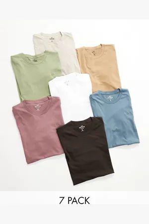 Hollister Pakke med 7 T-shirts med logoikon i hvid/sort/grå/blå/grøn/lilla/lysebrun