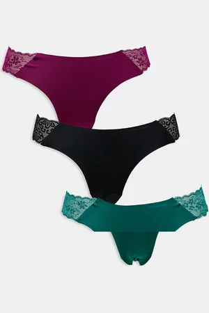 Cotton On Cotton ON - Party Pants - Sæt med 3 par cheeky og sømløse trusser i grøn/bærfarve/sort