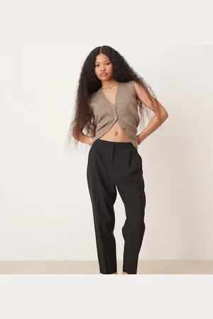 ASOS ASOS DESIGN Petite - Sorte og skræddersyede bukser med tapered pasform