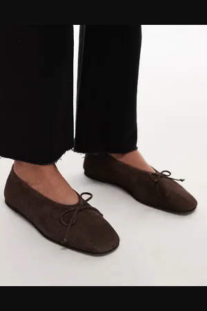 ARKET Chokoladebrune ballerinaer i ruskind med firkantet tå