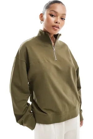 ASOS Sweatshirt med halv lynlås-Grøn