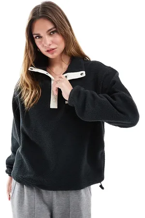 Columbia Helvetia II - og hvid cropped fleece-trøje med halv knapstolpe med trykknapper