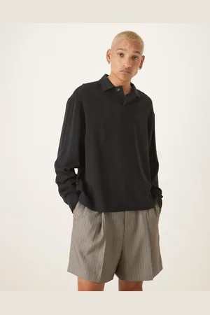 ASOS Grå bermudashorts med elastisk talje og nålestriber