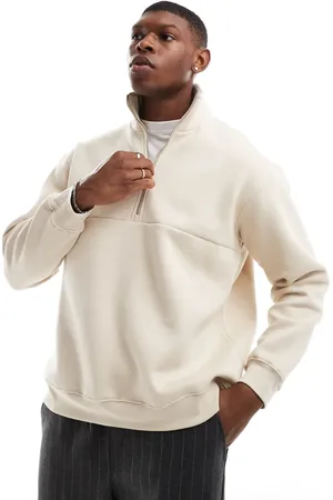 SELECTED Oversized sweatshirt med lynlås i halsen i cremehvid
