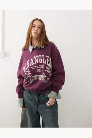 Wrangler Lilla/bordeaux oversized sweatshirt med print-Rød