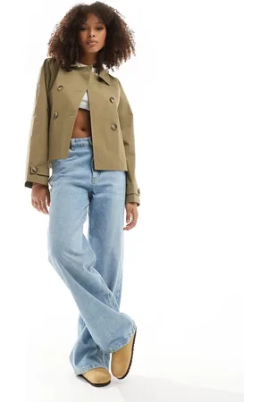 ONLY Kakigrøn trenchcoat i kort længde