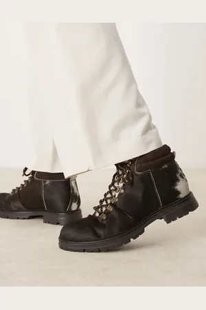 ASOS Premium - Vandrestøvler i læder med snørebånd og koprint