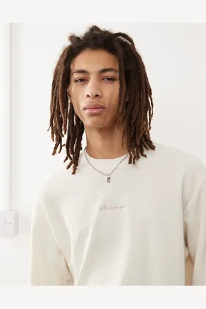 Reclaimed Cremehvid oversized overdel med lange ærmer og vaffeltekstur-Grå