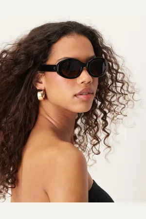 Jeepers Peepers Sorte ovale solbriller med chunky stel-Brun