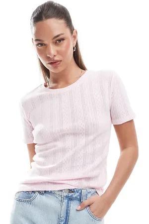 VERO MODA Pointelle-t-shirt i lyserød