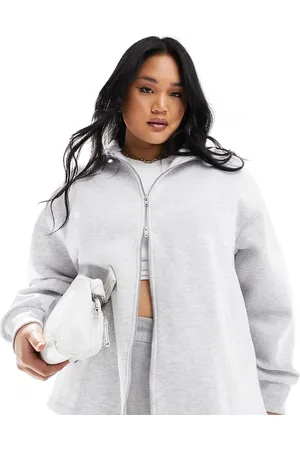 ASOS ASOS DESIGN Curve - Grå højhalset sweatshirt med lynlås