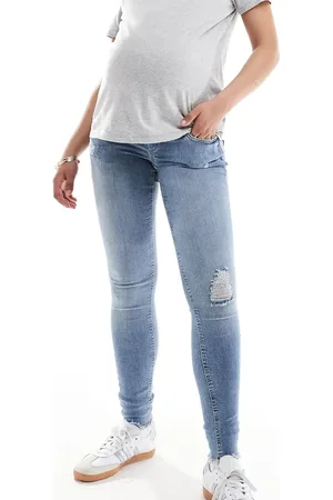 ONLY Blush - Skinny-jeans med flosset kant i mellemblå