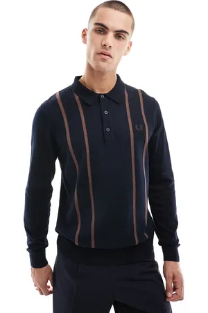 Fred Perry Strikket polo med lange ærmer og lodrette striber