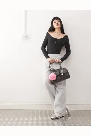 Monki Langærmet bodystocking med knapdetaljer