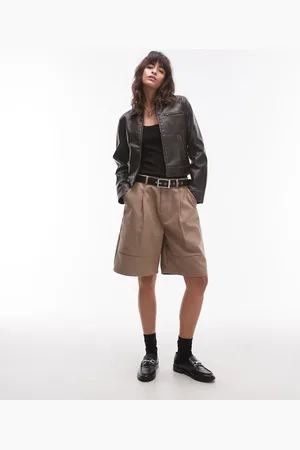 Topshop Bermudashorts i imiteret ruskind-Neutral