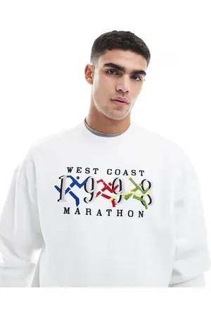Hollister Hvid sweatshirt med rund hals og grafisk print-Grå