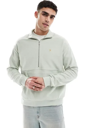 Farah Swaton - Salviegrøn sweatshirt med halv lynlås