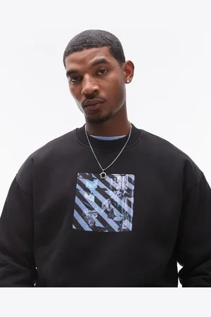 Topman Oversized sweatshirt i forvasket sort med Tokyo-gadeprint