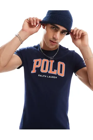 Ralph Lauren Marineblå T-shirt med logoapplikation i chenille-stof