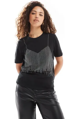 ONLY T-shirt med rhinstensdetalje