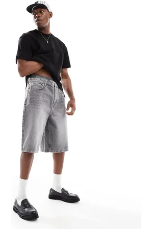 Bershka Grå baggy denimshorts