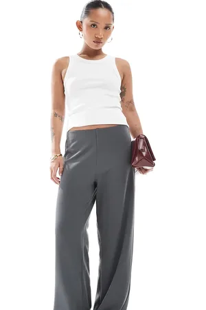 VERO MODA Grå løstsiddende pull-on-bukser med nålestriber