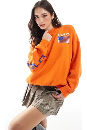 Ralph Lauren Orange sweatshirt med stort flagprint