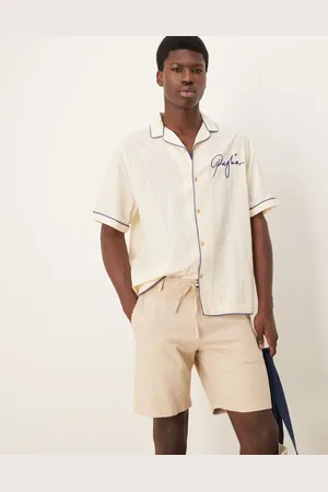 SELECTED Cremefarvede shorts i hørblanding-Hvid