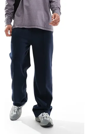 ASOS Marineblå joggingbukser med vide ben og pintucks