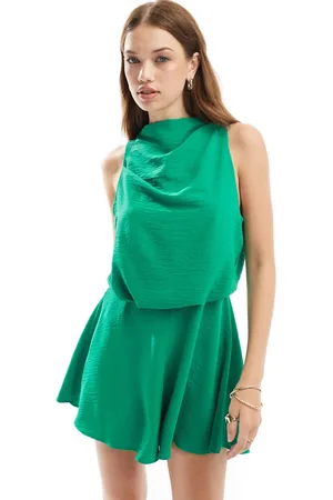 ASOS Højhalset playsuit med blouson-ærmer i