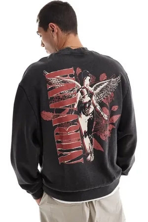 ASOS Unisex - Forvasket sort oversized sweatshirt med licenseret Nirvana-print