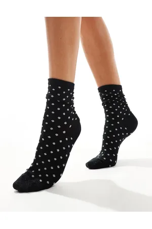 Pieces® Sorte sokker med glitter-polkaprikker