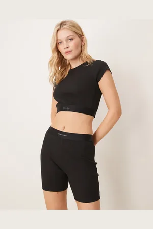 Calvin Klein Sorte ribstrikkede leggingsshorts