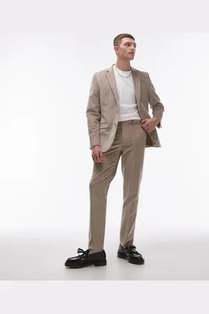 Topman Slim Fit-habitbukser i fløjl-Neutral