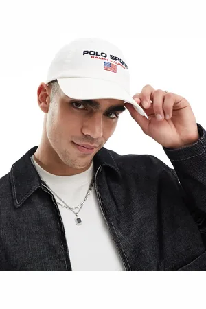 Ralph Lauren Sport Capsule - Cremehvid baseball-kasket med flaglogo i twill