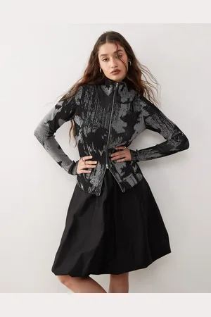 Weekday Sylvie - Højhalset og cardigan med lynlås og jacquard-mønster