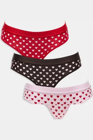 Brave Soul Pakke med 3 par hipsters med hjerteprint i pink/rød/brun
