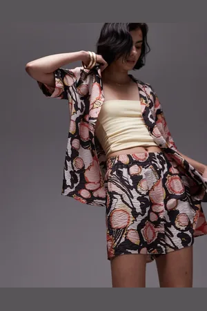 Topshop Shorts med print i krølstof - Del af sæt