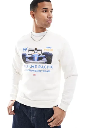 Hollister Cremehvid sweatshirt med racingprint