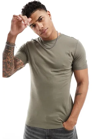 New Look – Mørk tætsiddende T-shirt-Grøn