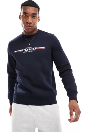 Tommy Hilfiger Marineblå sweatshirt med stribe over brystet