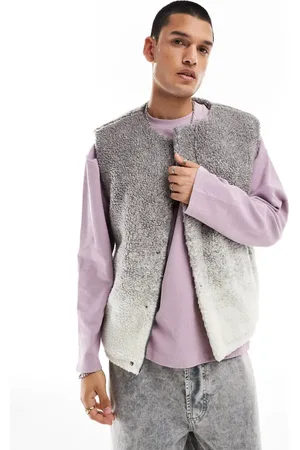 Native Youth Vest med gråt ombre-design i imiteret lammeskind