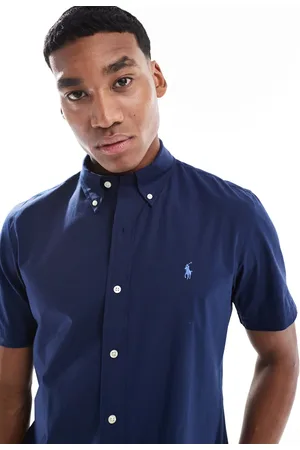 Ralph Lauren Figursyet poplin-skjorte med korte ærmer og logoikon