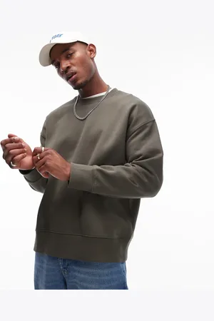 Topman Premium - Kraftig og oversized sweatshirt i kaki-Grøn